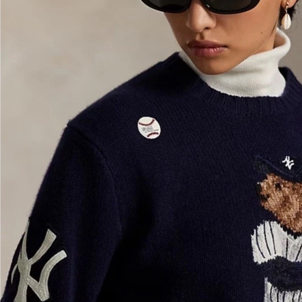 Polo by Ralph Lauren Navy Polo Bear Baseball Sweater - Picture 6 of 16
